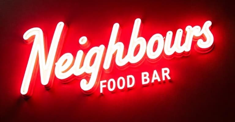 Neighbours Food Bar neon sign